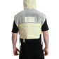 Yellow Nylon Hooded Sportswear Vest Jacket