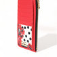 Red White Leather DG Logo Zip Card Holder Wallet