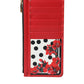 Red White Leather DG Logo Zip Card Holder Wallet