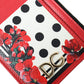 Red White Leather DG Logo Zip Card Holder Wallet