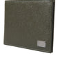 Olive Green Calfskin Leather Bifold Card Holder Wallet