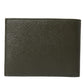 Olive Green Calfskin Leather Bifold Card Holder Wallet