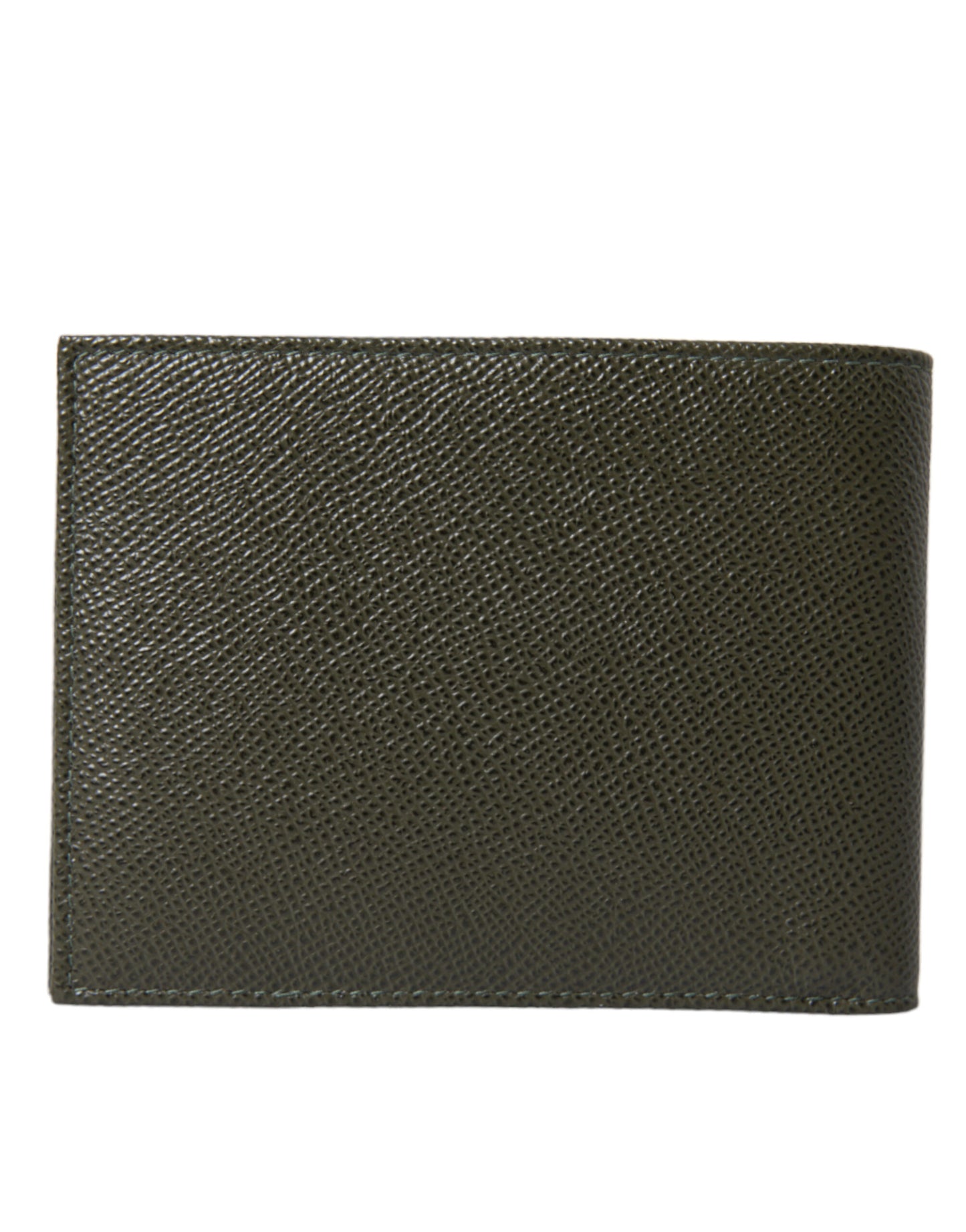 Olive Green Calfskin Leather Bifold Card Holder Wallet