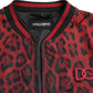Red Leopard Nylon Bomber Full Zip Jacket