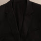Elegant Black Virgin Wool Martini Suit