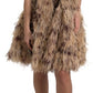 Brown Leopard Feather Chiffon Sleeveless Dress