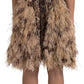 Brown Leopard Feather Chiffon Sleeveless Dress