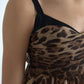 Brown Leopard Feather Chiffon Sleeveless Dress