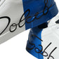White Blue Leather Low Top Sneakers Shoes