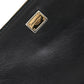 Black Floral Embroidered Leather Chain Clutch Bag