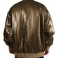 Bronze Nylon Full Zip Men Bomber Jacket