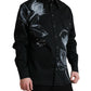 Black Floral Cotton Collared Dress Shirt