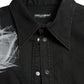 Black Floral Cotton Collared Dress Shirt