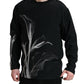Black Floral Print Crewneck Pullover Sweater