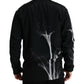 Black Floral Print Crewneck Pullover Sweater