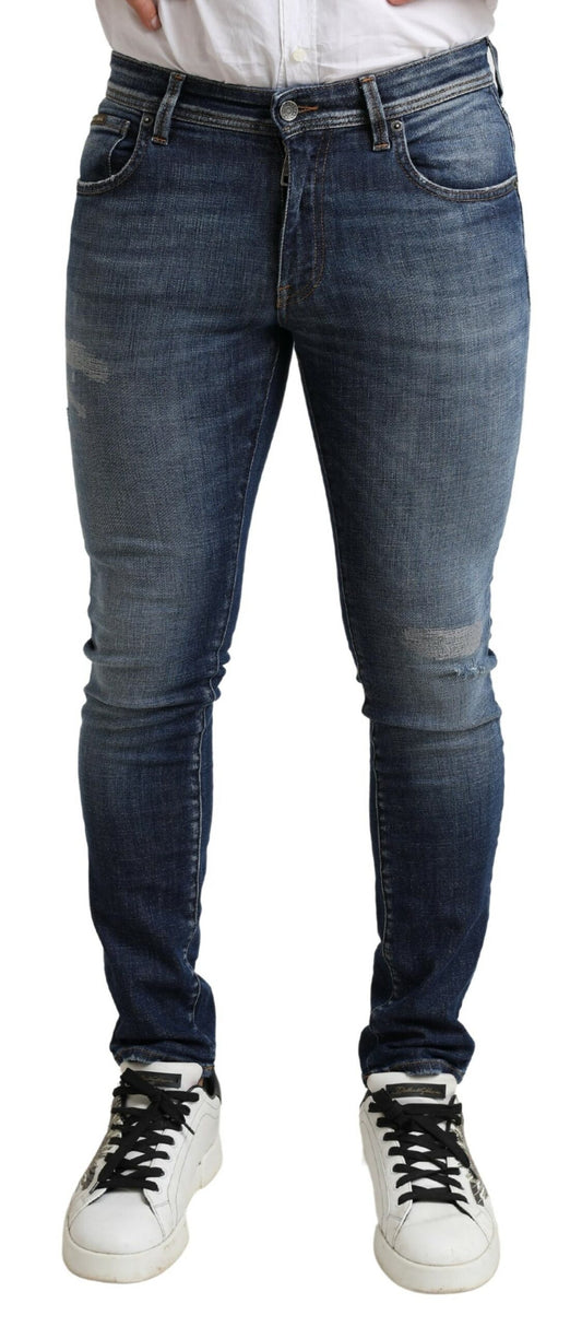 Elegant Blue Wash Skinny Denim Jeans