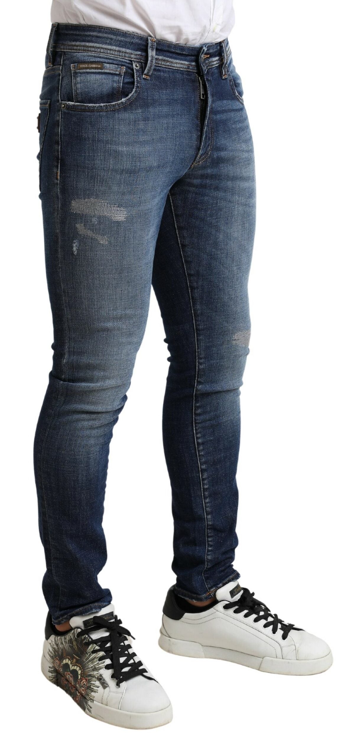 Elegant Blue Wash Skinny Denim Jeans