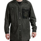 Dark Gray Cotton Collared Long Sleeves Shirt