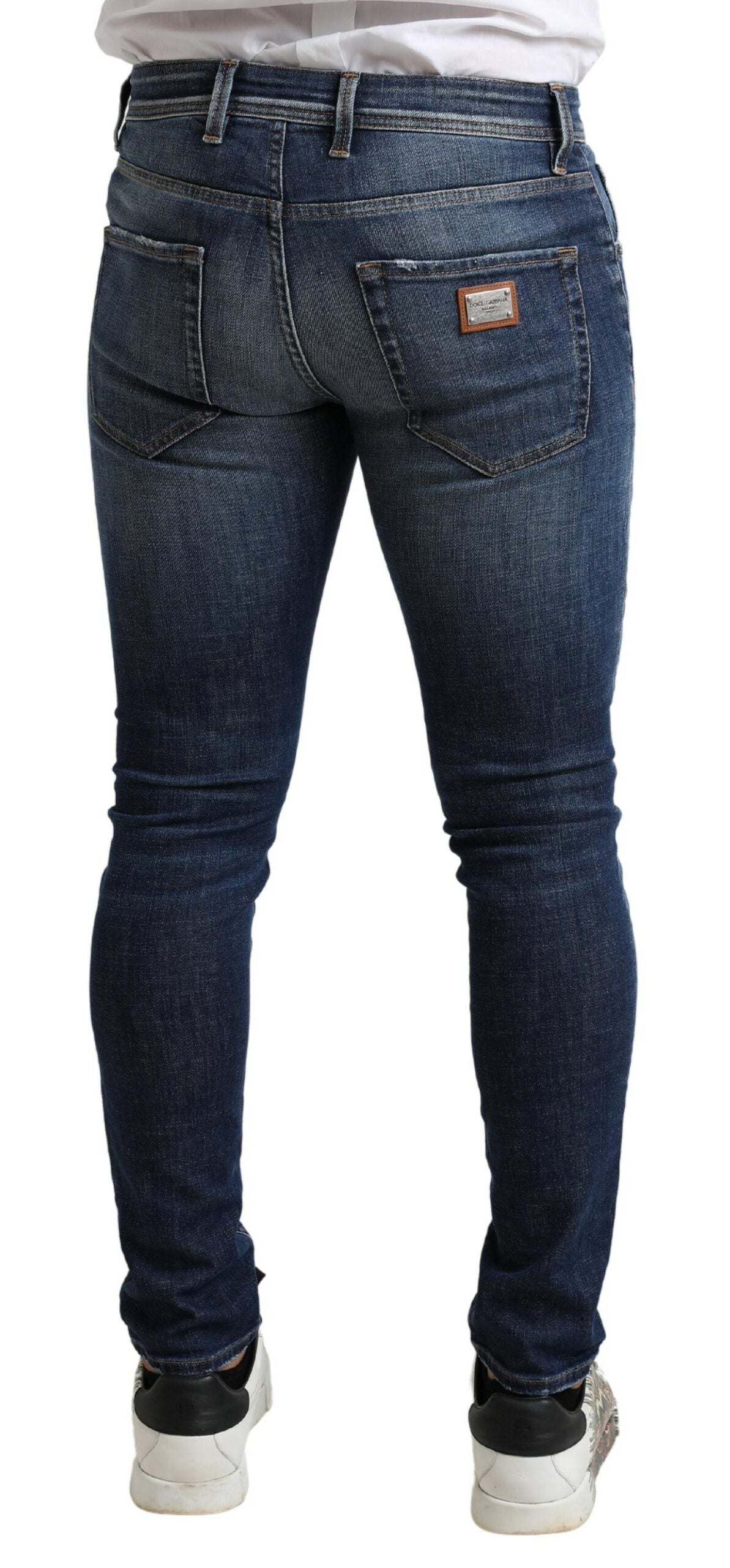 Elegant Blue Wash Skinny Denim Jeans