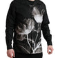 Black Floral Cotton Collared Long Sleeves Men Shirt