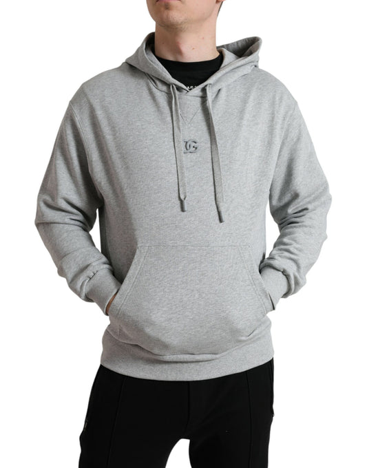 Gray Cotton Logo Hooded Sweatshirt Sweater