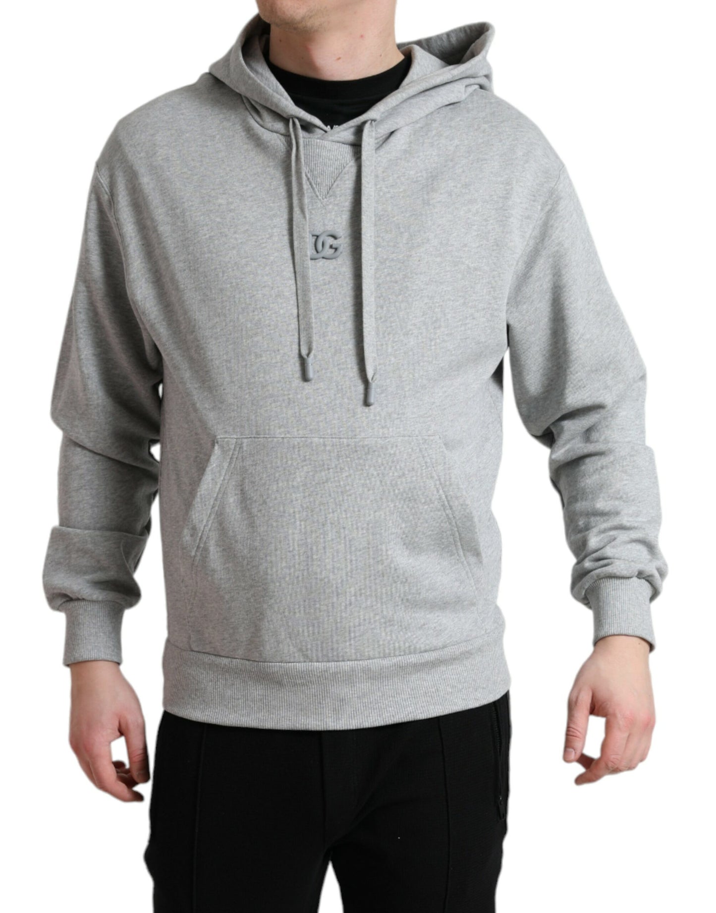 Gray Cotton Logo Hooded Sweatshirt Sweater