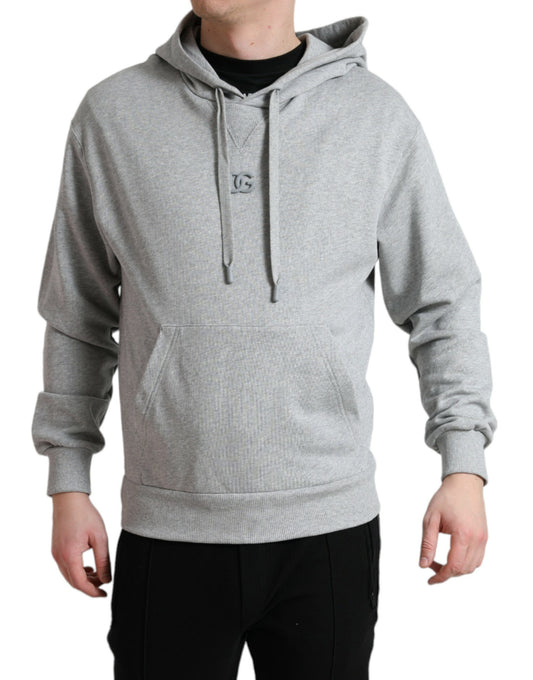 Gray Cotton Logo Hooded Sweatshirt Sweater