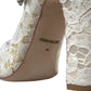 Chic Lace Block Heels Sandals in Cream White