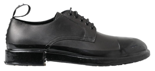 Black Leather Derby Dress Shoes