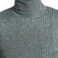 Green Polyester Turtleneck Pullover Sweater