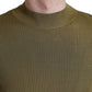 Army Green Viscose Crewneck Pullover Sweater