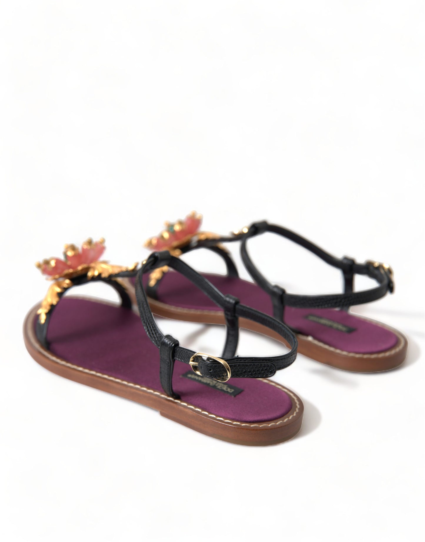 Elegant Crystal-Adorned Flat Sandals