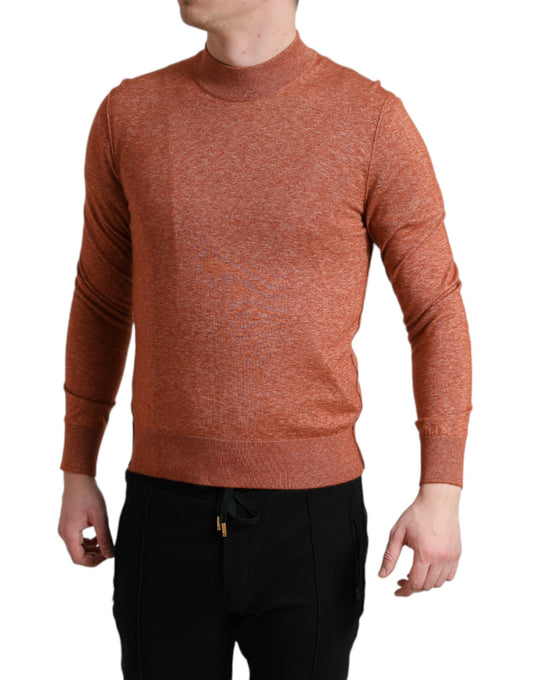 Orange Cashmere Crew Neck Pullover Sweater