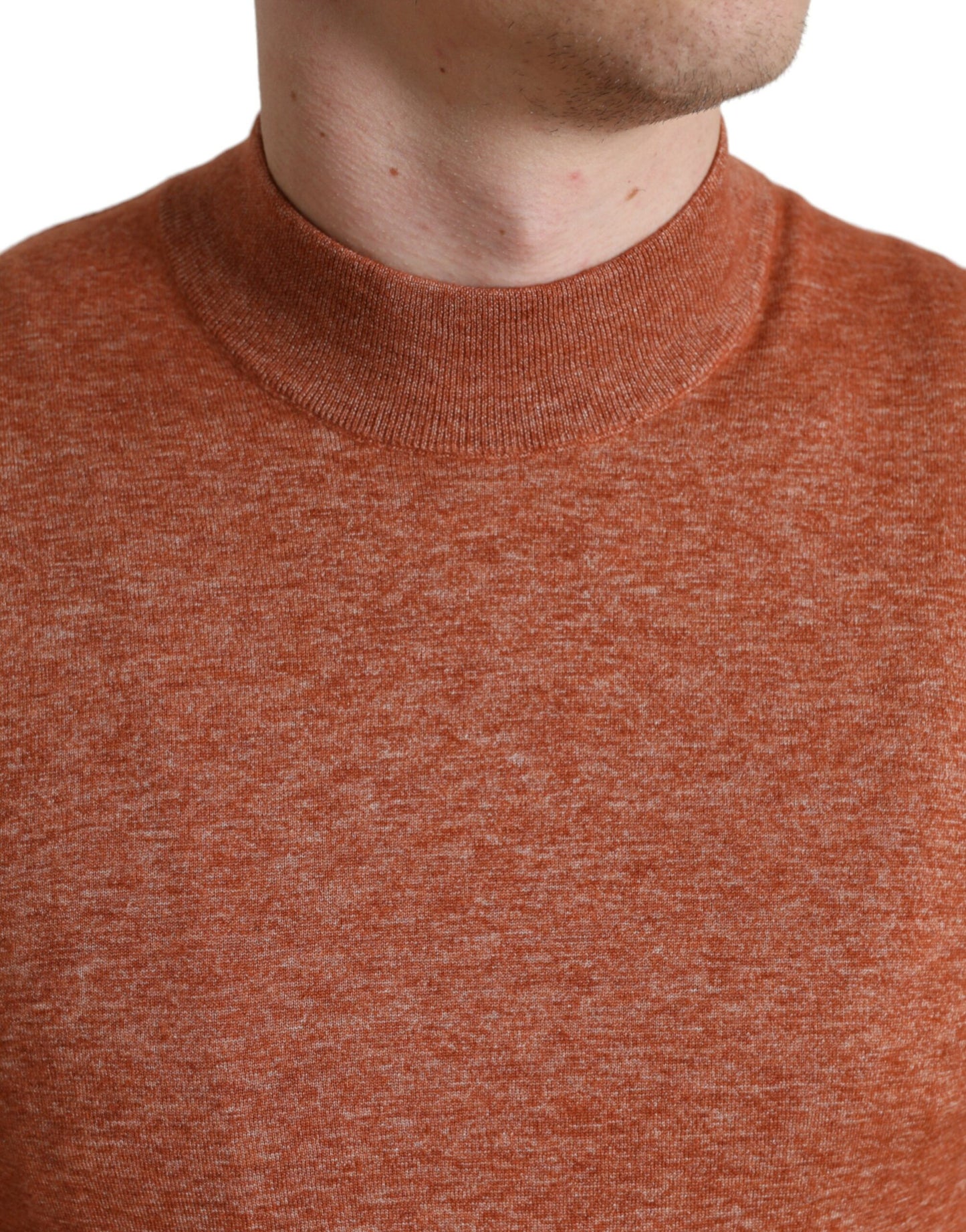 Orange Cashmere Crew Neck Pullover Sweater