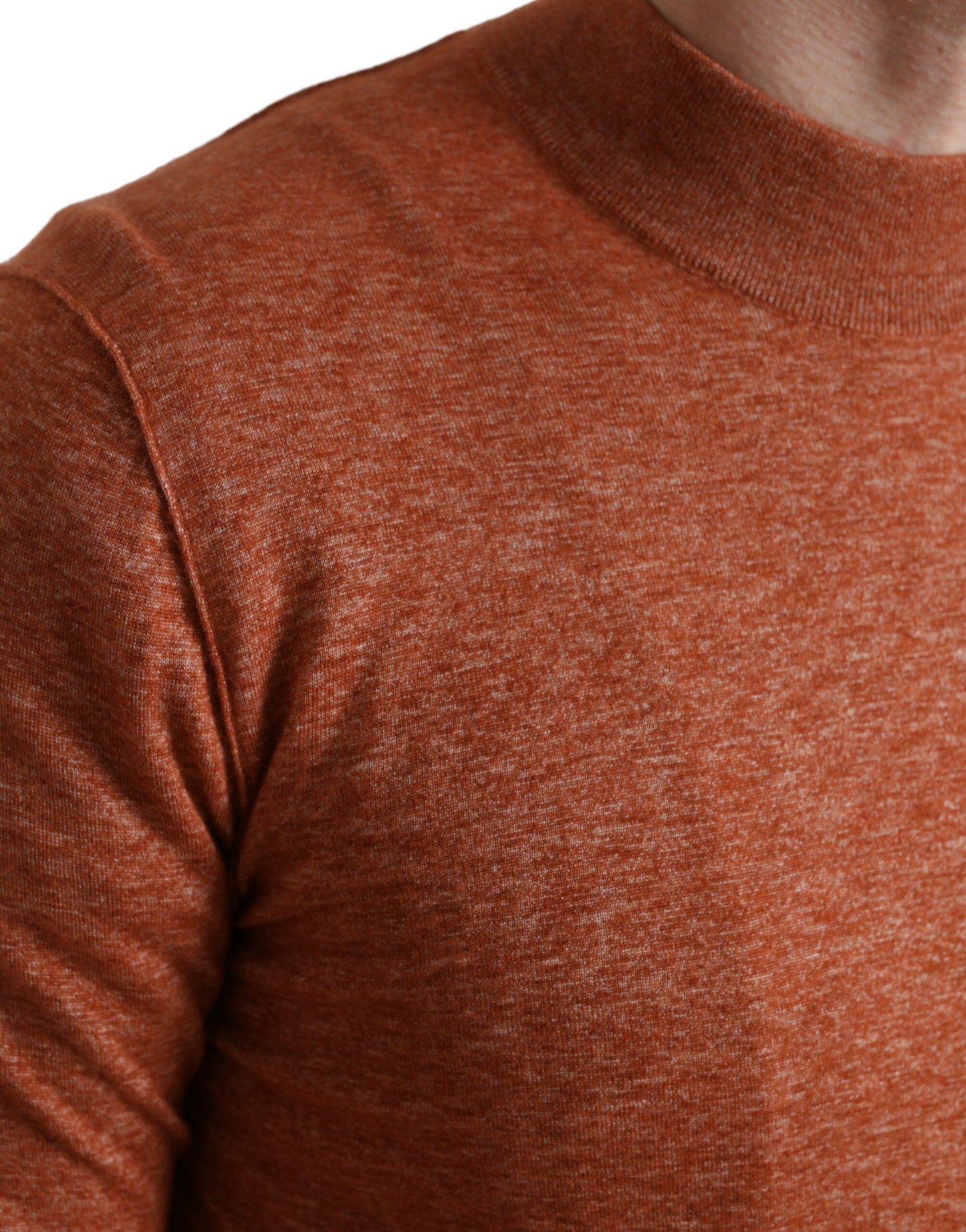 Orange Cashmere Crew Neck Pullover Sweater