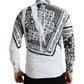 White Bandana Print Cotton Dress Slim Shirt
