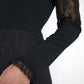 Black Sheer Floral Lace Sheath Midi Dress