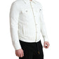 White Cotton Stretch Collared Denim Jacket