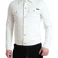 White Cotton Stretch Collared Denim Jacket