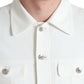 White Cotton Stretch Collared Denim Jacket