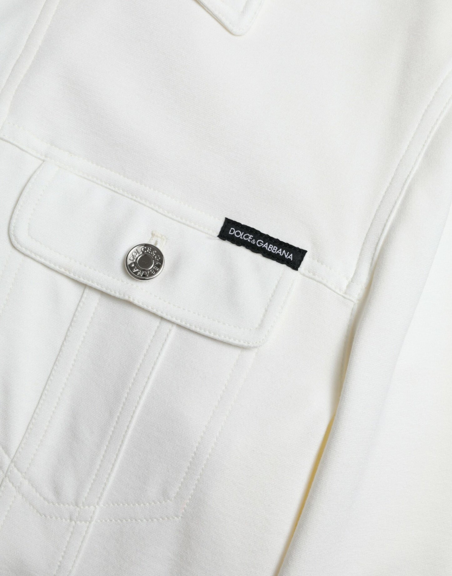 White Cotton Stretch Collared Denim Jacket