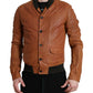 Brown Lambskin Leather Perforated Jacket