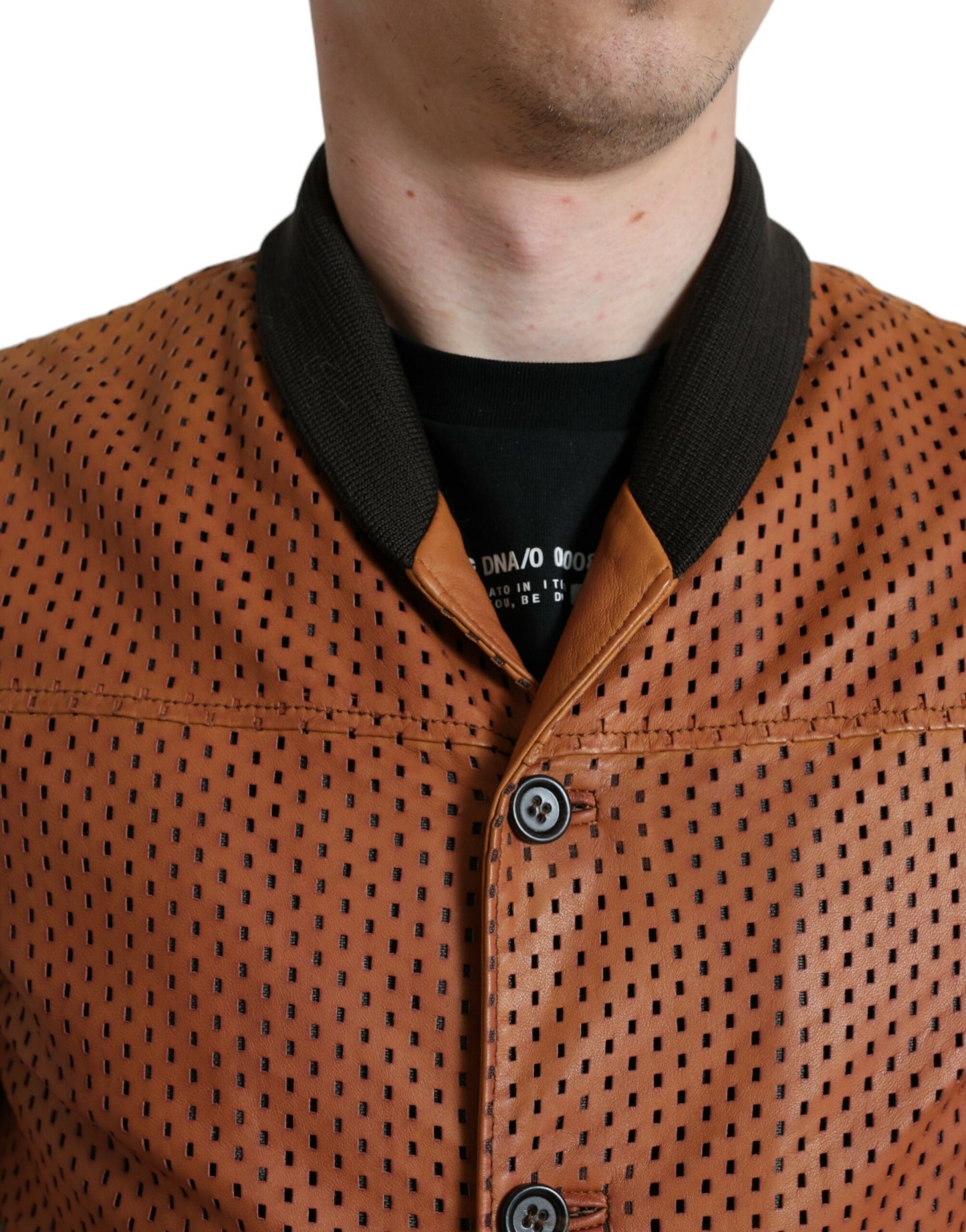 Brown Lambskin Leather Perforated Jacket