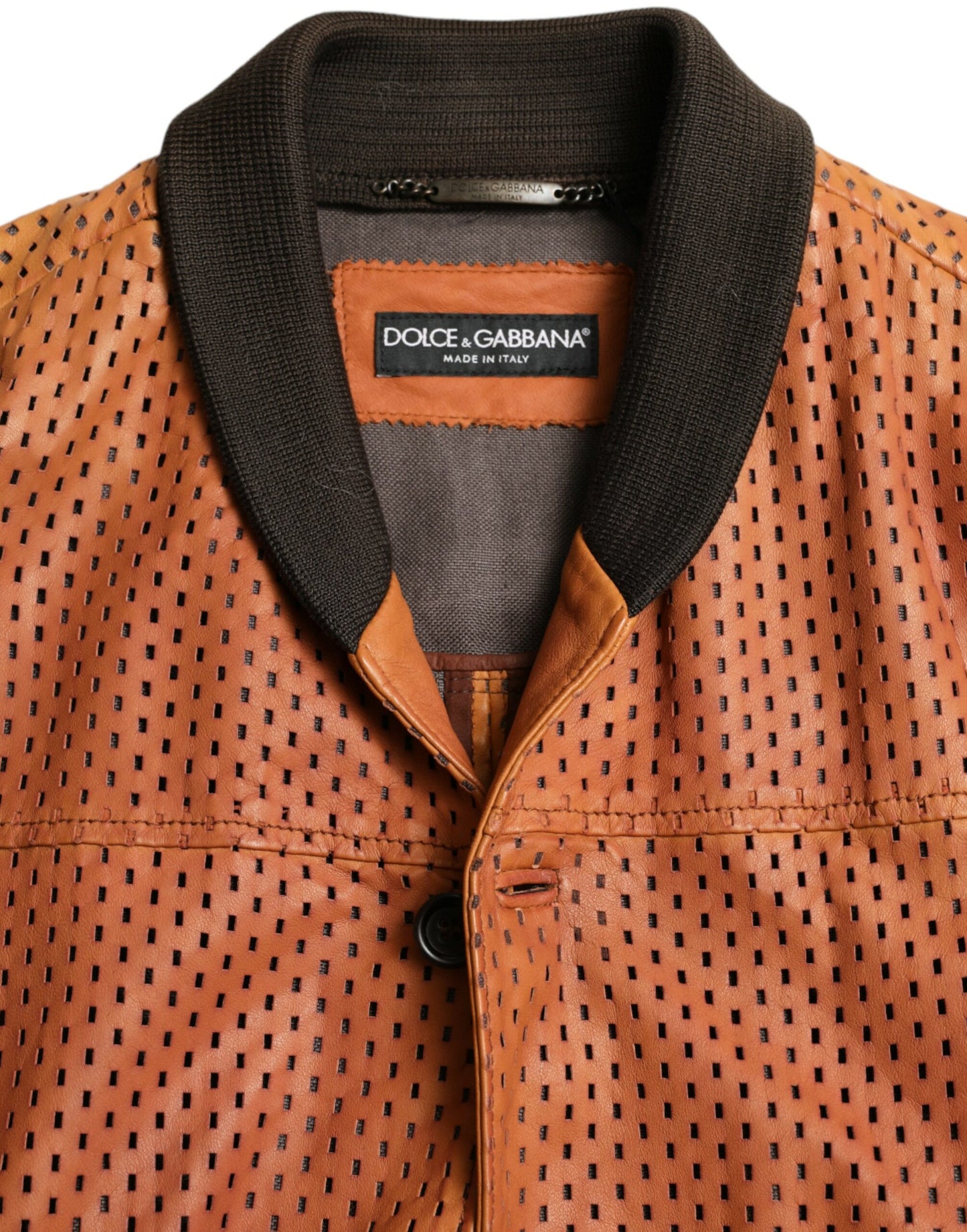 Brown Lambskin Leather Perforated Jacket