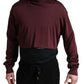 Maroon Viscose Turtleneck Pullover Sweater