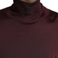 Maroon Viscose Turtleneck Pullover Sweater