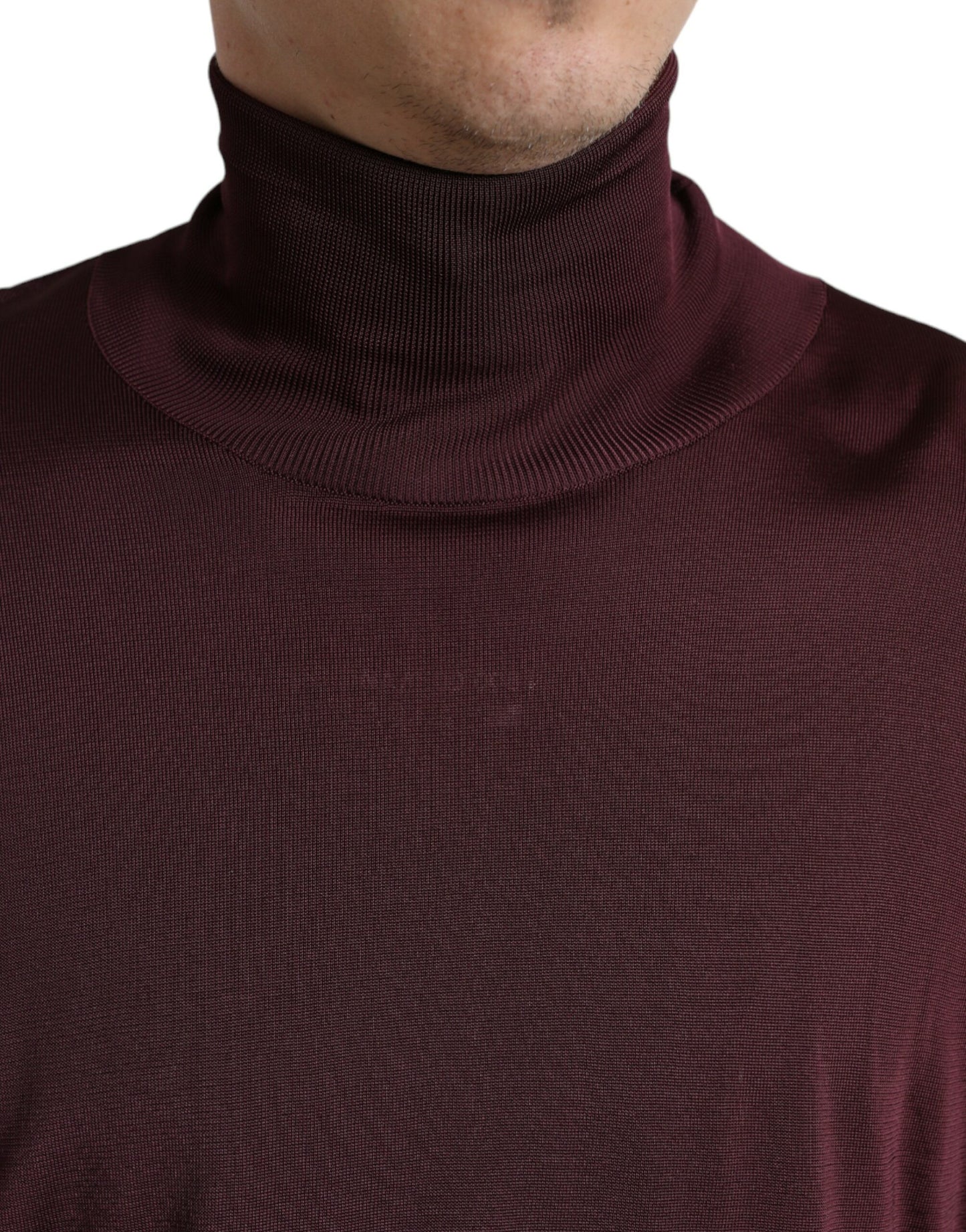 Maroon Viscose Turtleneck Pullover Sweater