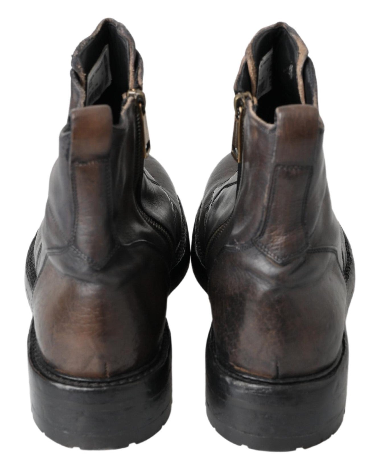 Italian Leather Combat Boots in Rich Brown