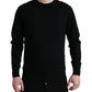 Black Wool Round Neck Pullover Sweater