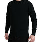 Black Wool Round Neck Pullover Sweater
